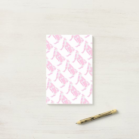 Koe Hot Pink en White Silhouette Post-it® Notes (Op bureau)
