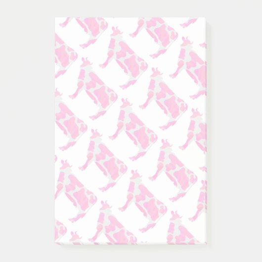 Koe Hot Pink en White Silhouette Post-it® Notes (Voorkant)