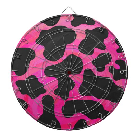 Koe Hot-roze en zwart afdrukken Dartbord (Voorkant)