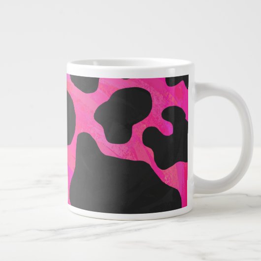 Koe Hot-roze en zwart afdrukken Grote Koffiekop (Rechts)