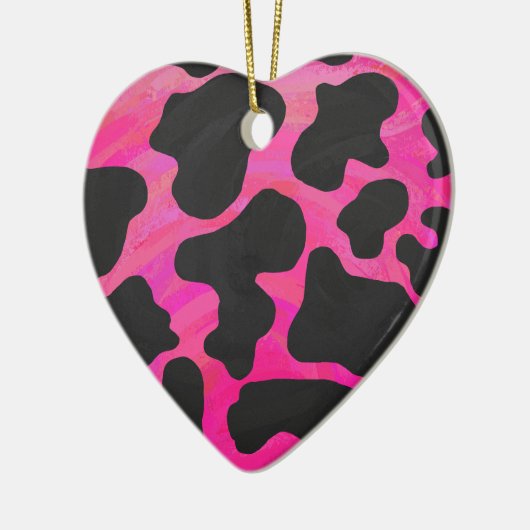 Koe Hot-roze en zwart afdrukken Keramisch Ornament (Links)