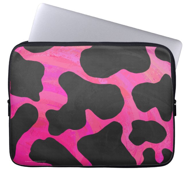 Koe Hot-roze en zwart afdrukken Laptop Sleeve (Voorkant)