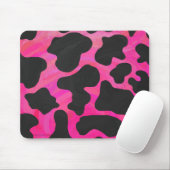 Koe Hot-roze en zwart afdrukken Muismat (Met muis)