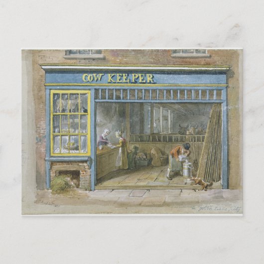 Koe houder, 1825 briefkaart (Voorkant)