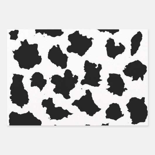 Koe Huid Zwart-wit Patroon Inpakpapier Vel (Voorkant 3)