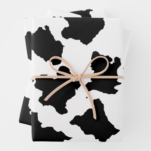 Koe Huid Zwart-wit Patroon Inpakpapier Vel (In situ)