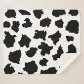 Koe Huid Zwart-wit Patroon Sherpa Deken (Voorkant (horizontaal))