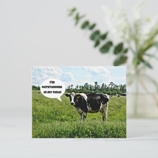 Koe Humor Briefkaart (Staand voorkant)