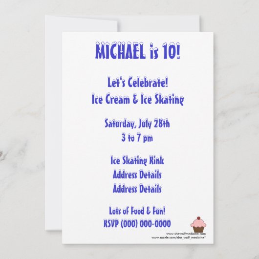 Koe - ijscream en ijsschaatsen kaart (Achterkant)