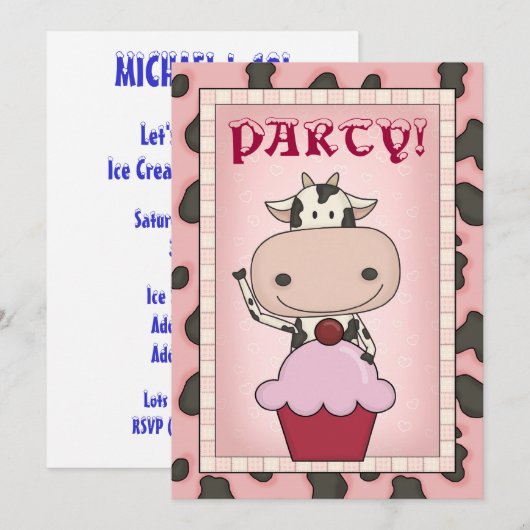 Koe - ijscream en ijsschaatsen kaart (Voorkant / Achterkant)