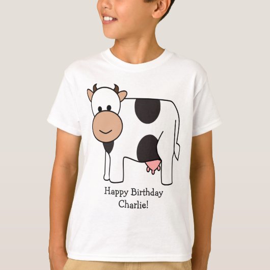 Koe illustratie aangepaste tekst kleding t-shirt (Voorkant)