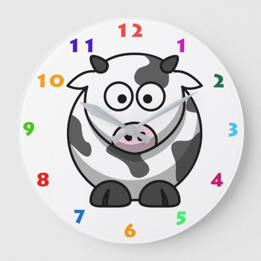 KOE ILLUSTRATIE MET KLEURENNUMMERS VOOR KINDEREN GROTE KLOK (Voorkant)