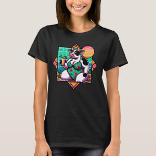 Koe in badpak met drankje zomerstemming voor het s t-shirt