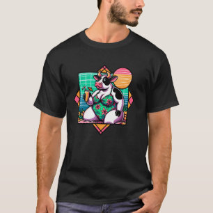 Koe in badpak met drankje zomerstemming voor het s t-shirt