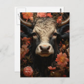 Koe in Bloemen Briefkaart (Voorkant / Achterkant)