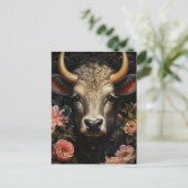Koe in Bloemen Briefkaart (Staand voorkant)