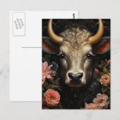 Koe in Bloemen Briefkaart (Voorkant / Achterkant)