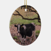 Koe in bomen met kerstmis keramisch ornament (Rechts)