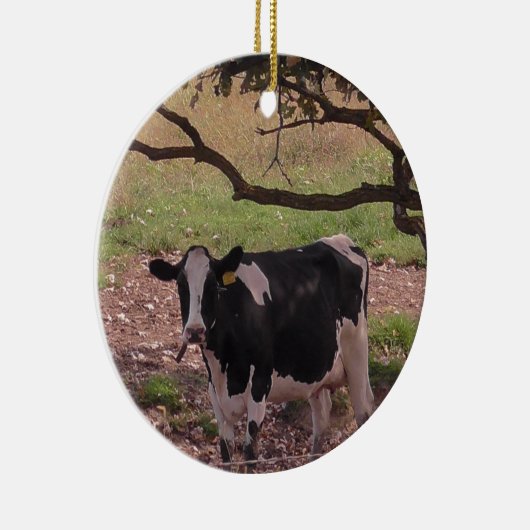 Koe in bomen met kerstmis keramisch ornament (Rechts)