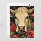 Koe in de bloemen briefkaart (Voorkant / Achterkant)