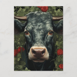 Koe in de Rode Bloemen Briefkaart