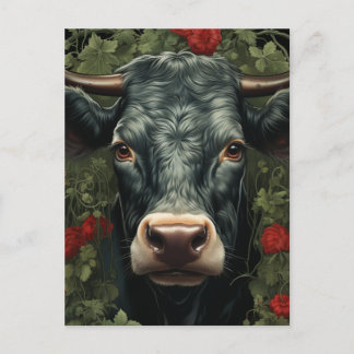 Koe in de Rode Bloemen Briefkaart