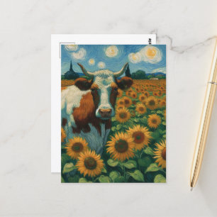 Koe in de Van Gogh Zonnebloemen Briefkaart