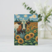 Koe in de Van Gogh Zonnebloemen Briefkaart (Staand voorkant)