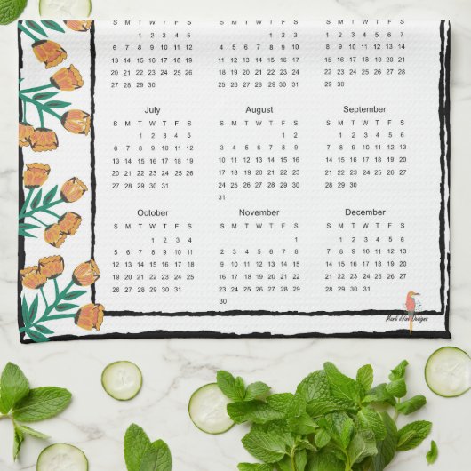 Koe in de wei 2025 Kalender Theedoek (Gevouwen)