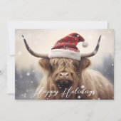 Koe in een Kerstmanmuts Prettig Kerstfeest Feestdagenkaart (Voorkant)