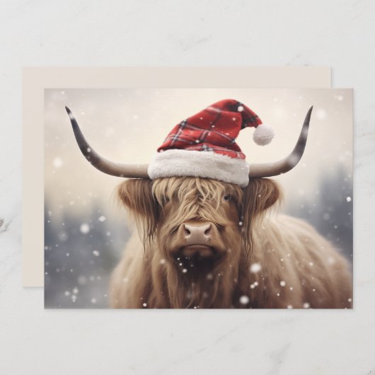 Koe in een kerstmuts Kerstmis  Feestdagenkaart (Voorkant / Achterkant)