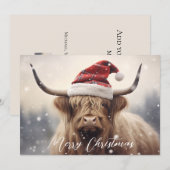 Koe in een kerstmuts Prettig kerstfeest Feestdagenkaart (Voorkant / Achterkant)