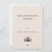 Koe in een kerstmuts vrolijk kerstfeest feestdagenkaart (Achterkant)