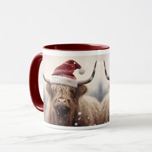 Koe in een kerstvakantie met kerstmuts mok (Voorkant links)