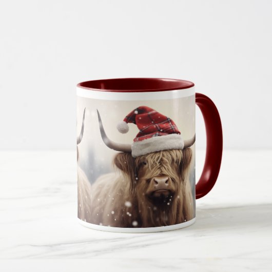 Koe in een kerstvakantie met kerstmuts mok (Voorkant rechts)