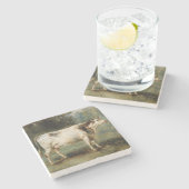 Koe in een landschap (Boerderij Dier) Stenen Onderzetter (Zijkant)