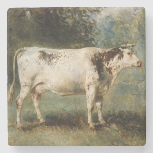 Koe in een landschap (Boerderij Dier) Stenen Onderzetter (Voorkant)