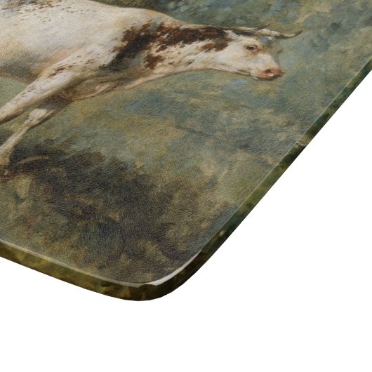 Koe in een landschap (boerderijdier) snijplank (Hoek)