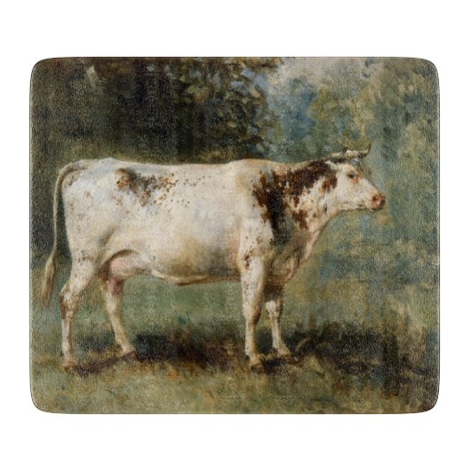 Koe in een landschap (boerderijdier) snijplank (Voorkant)