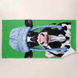 Koe in een pet. strandlaken