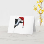 KOE IN EEN SANTA GEVOUWEN WENSKAART KAART (Gele Bloem)