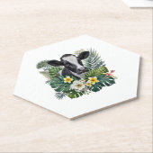 Koe in Floral Oerwoud, Tropische Koe Kartonnen Onderzetters (Schuin)