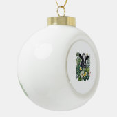 Koe in Floral Oerwoud, Tropische Koe Keramische Bal Ornament (Links)