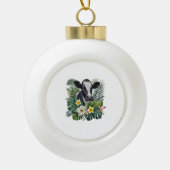 Koe in Floral Oerwoud, Tropische Koe Keramische Bal Ornament (Voorkant)