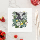 Koe in Floral Oerwoud, Tropische Koe Servet (Insitu)