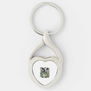 Koe in Floral Oerwoud, Tropische Koe Sleutelhanger