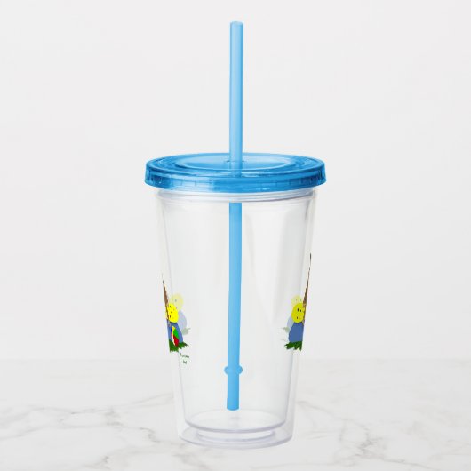 Koe in het zwembad acryl drinkbeker (Rechts)