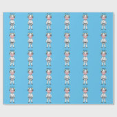 Koe in kung fu suit cartoon cadeaupapier (Vlak)