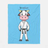Koe in kung fu suit cartoon fleece deken (Voorkant)
