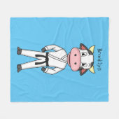 Koe in kung fu suit cartoon fleece deken (Voorkant (Horizontaal))